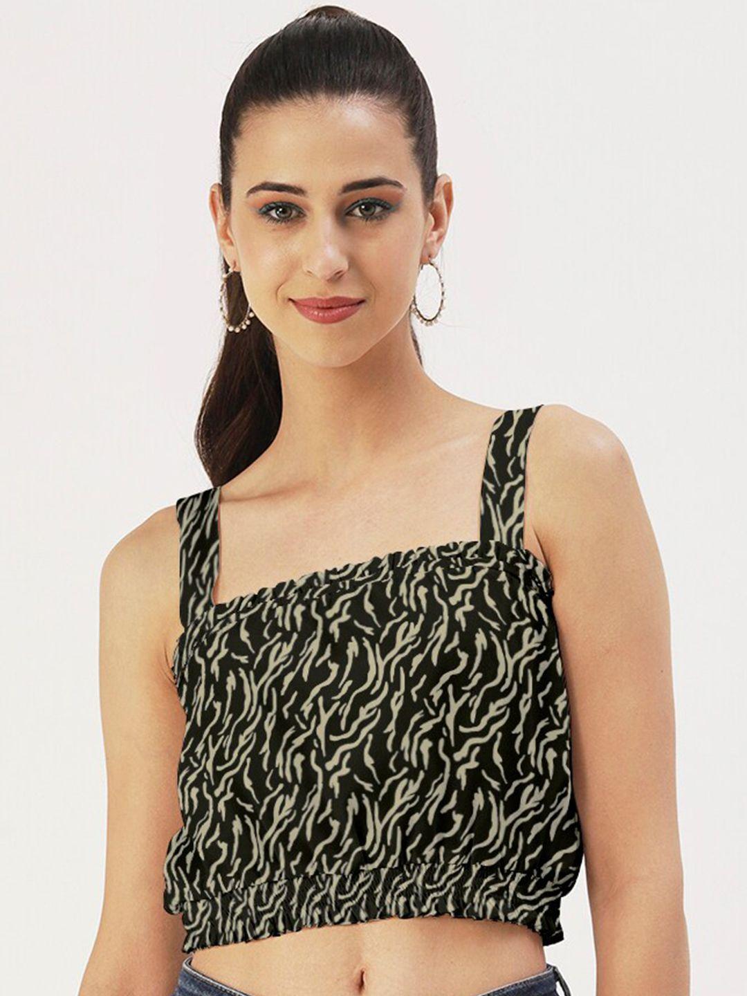 dressberry animal print crepe crop top