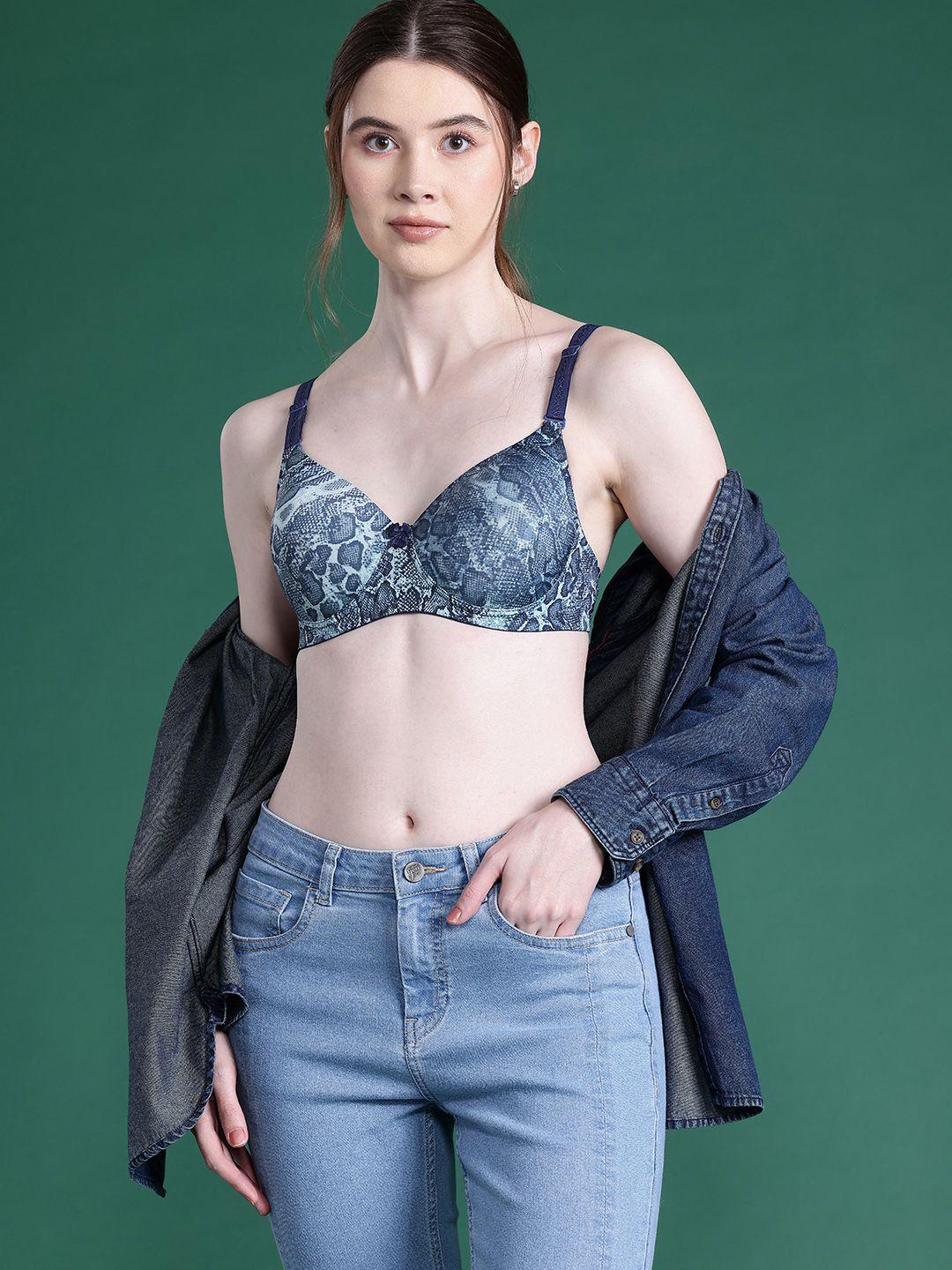 dressberry animal printed full coverage lightly padded bra