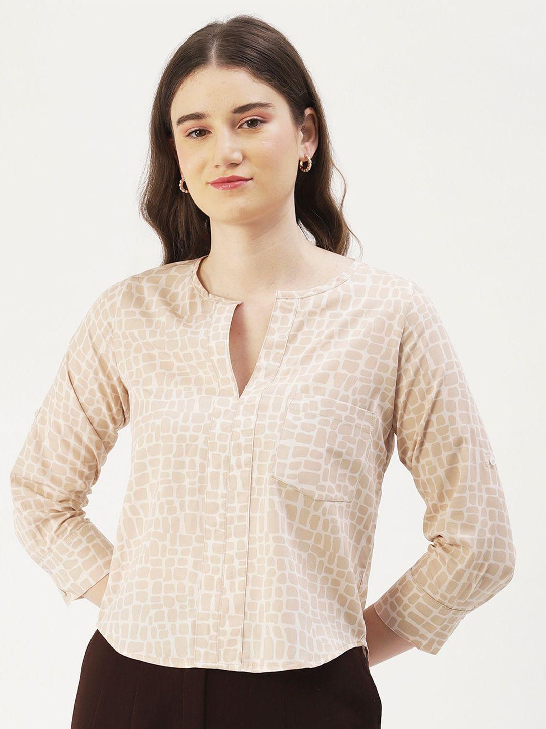 dressberry beige geometric print top