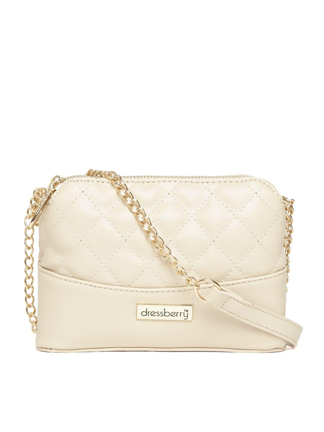 dressberry beige quilted sling bag