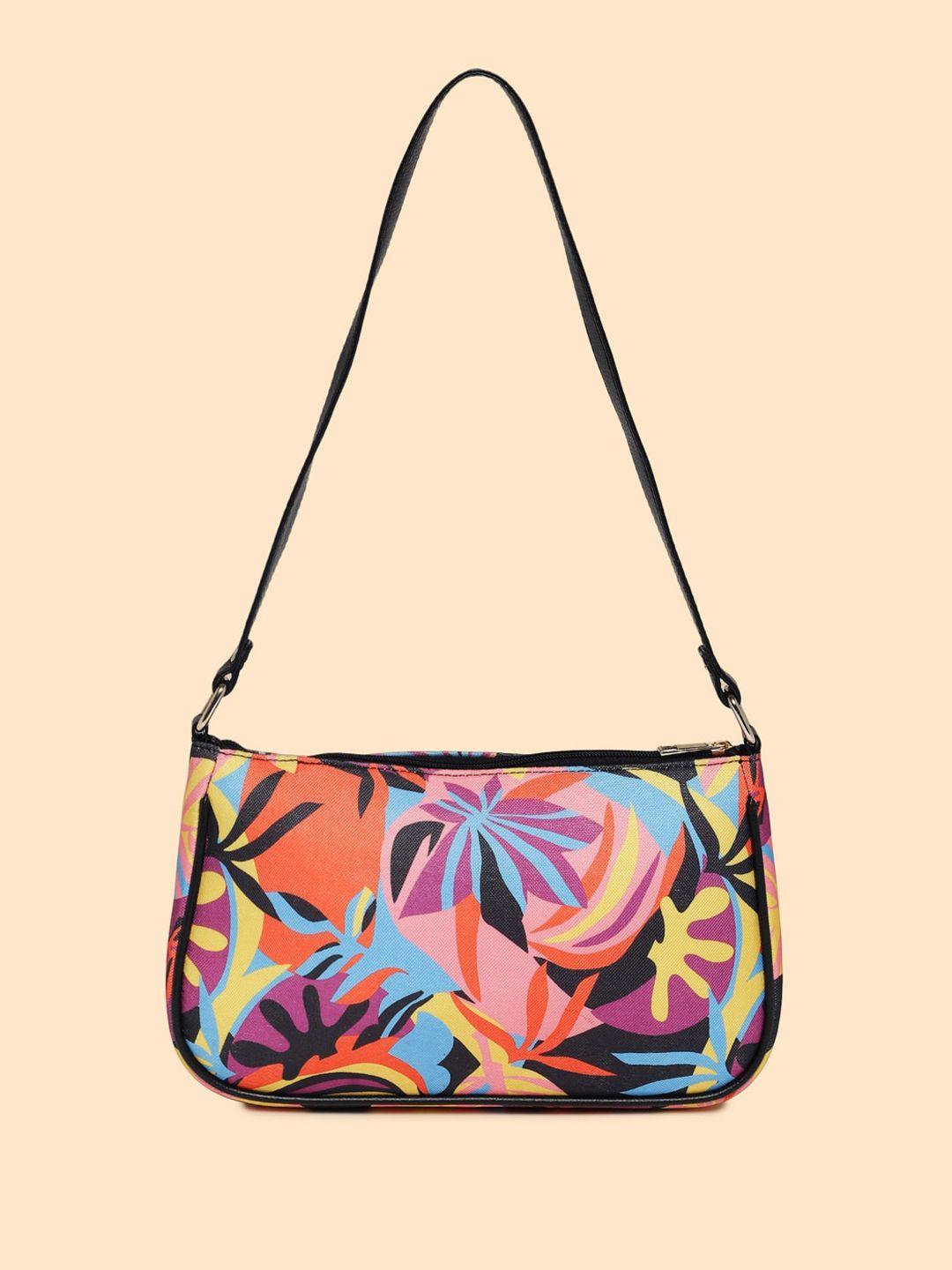 dressberry black floral printed handheld bag