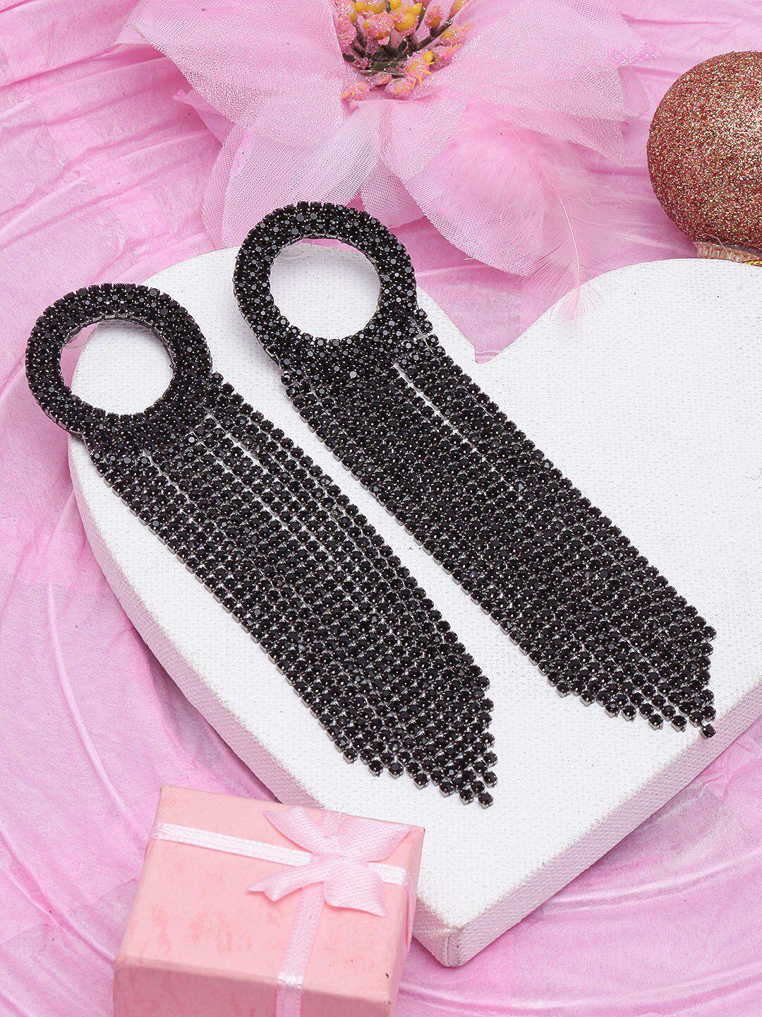 dressberry black-plated contemporary drop earrings