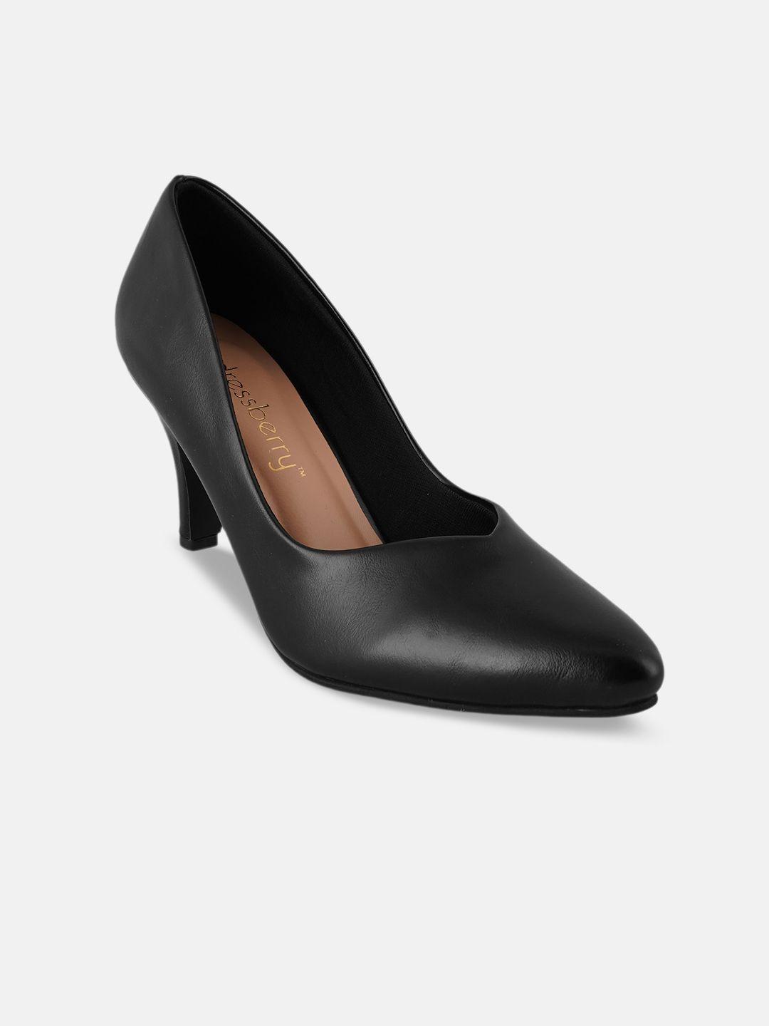 dressberry black pointed toe slim pumps