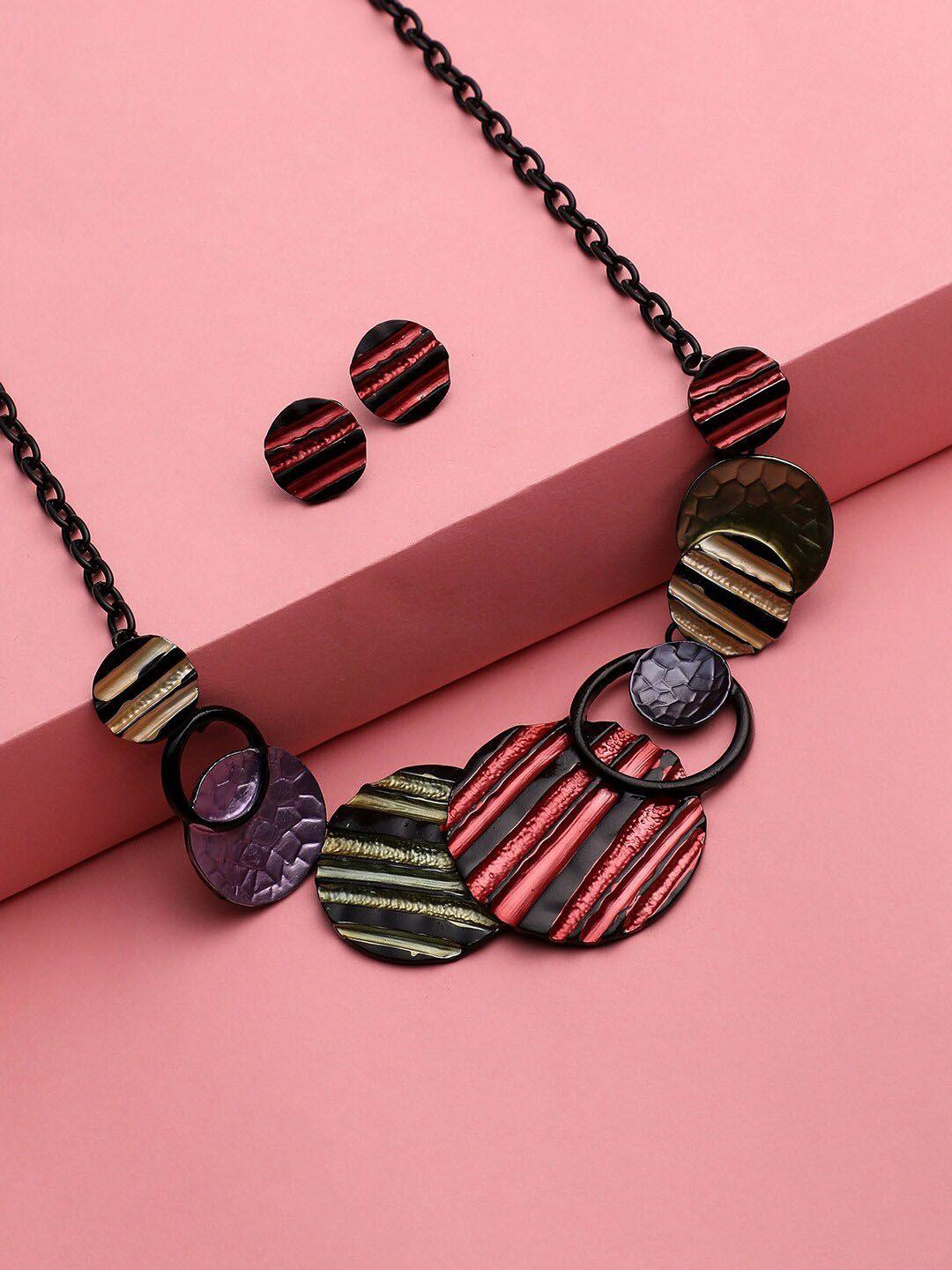 dressberry black textured jewellery set