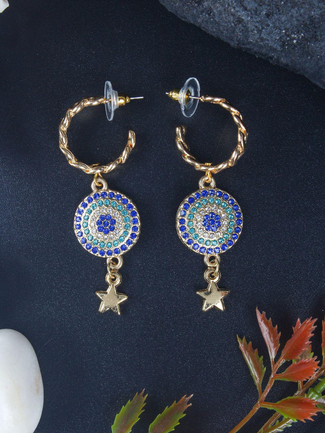 dressberry blue contemporary brass drop earrings
