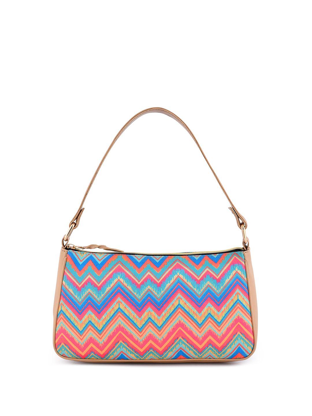 dressberry blue geometric printed structured hobo bag