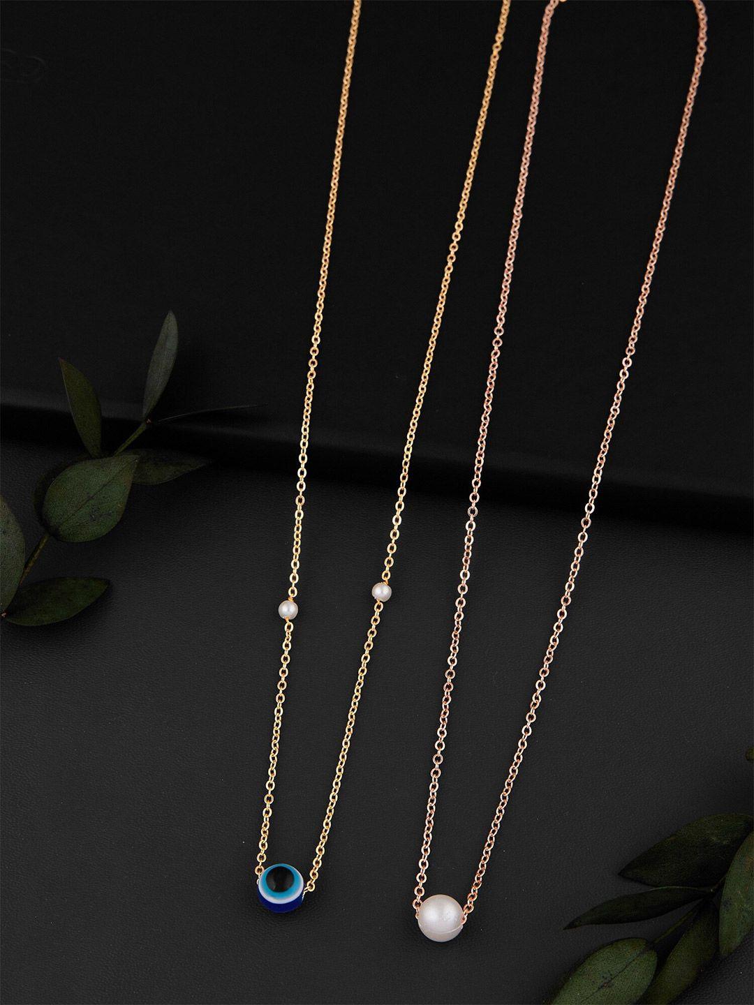 dressberry blue set of 2 gold-plated necklace and chains
