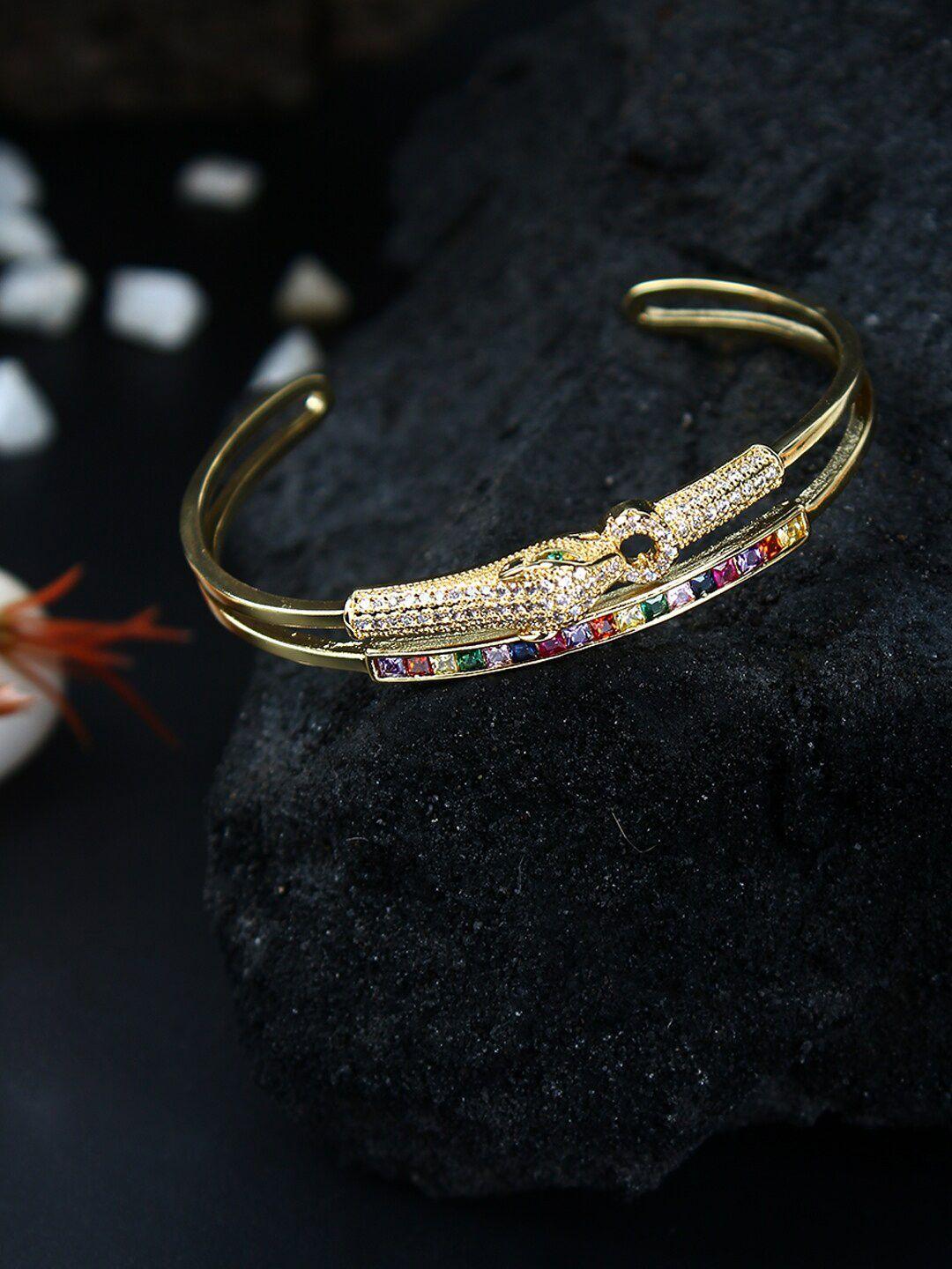 dressberry brass cubic zirconia gold-plated cuff bracelet