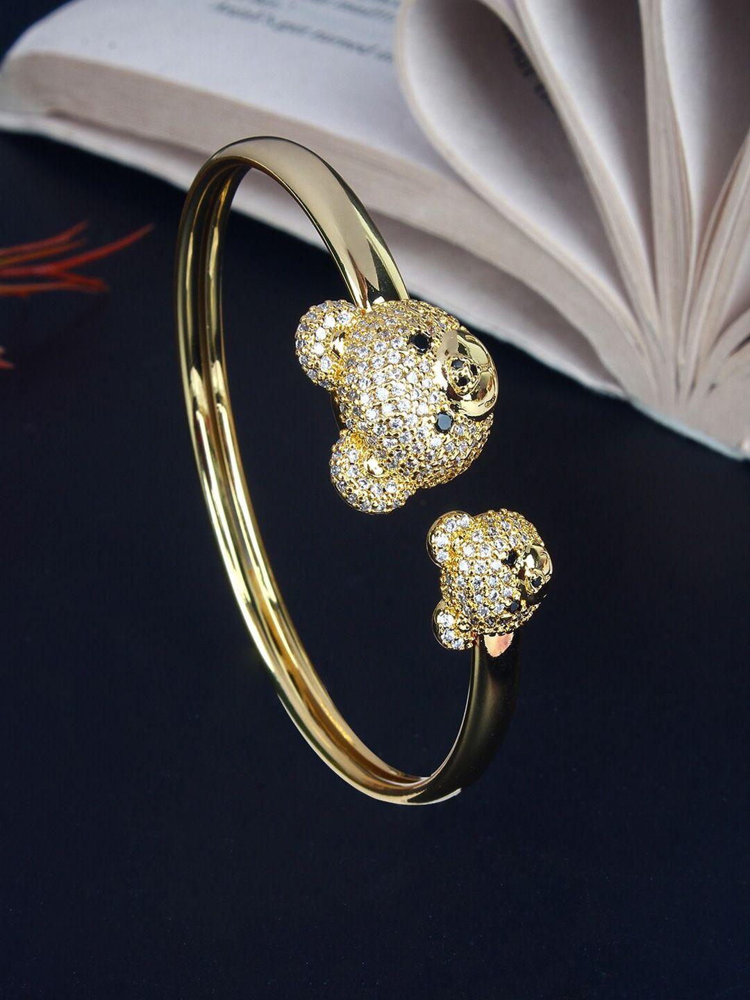 dressberry brass gold-plated cubic zirconia-studded cuff bracelet
