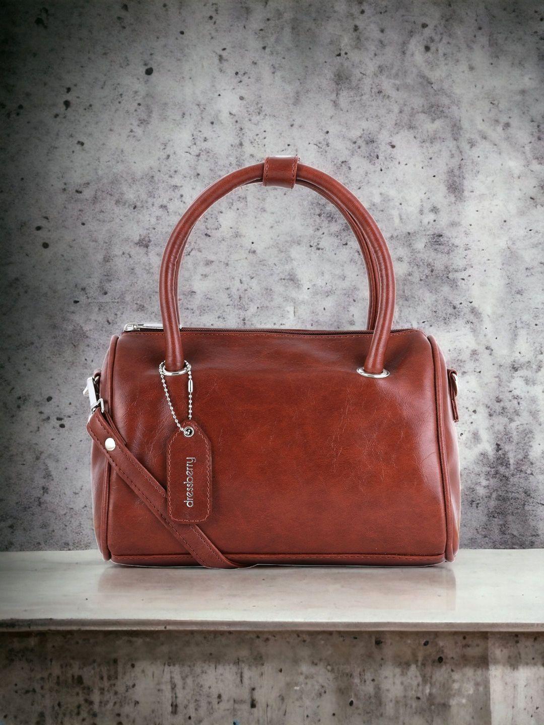 dressberry brown pu oversized bowling handheld bag