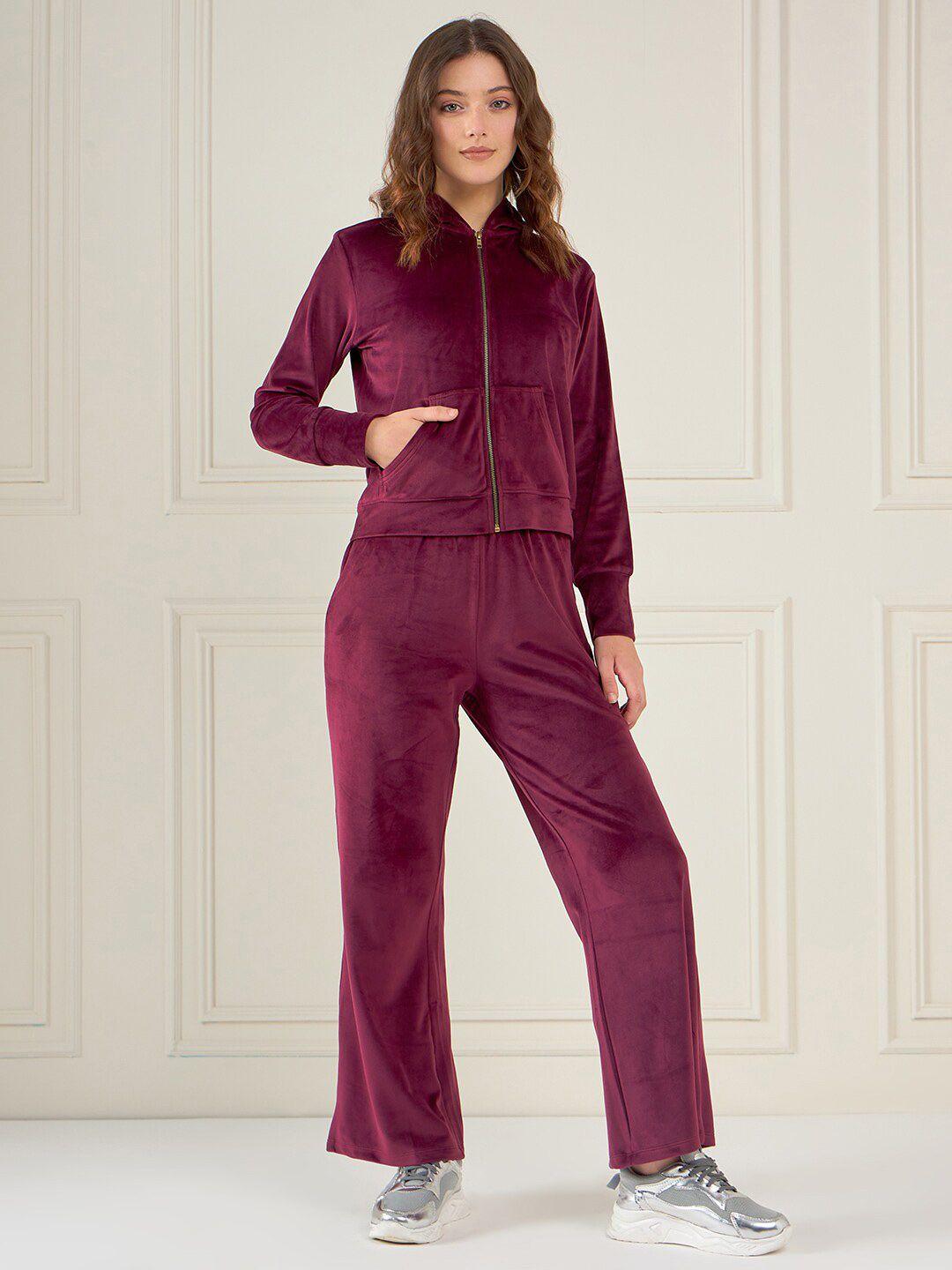 dressberry burgundy hooded sweatshirt with track pants co-ord