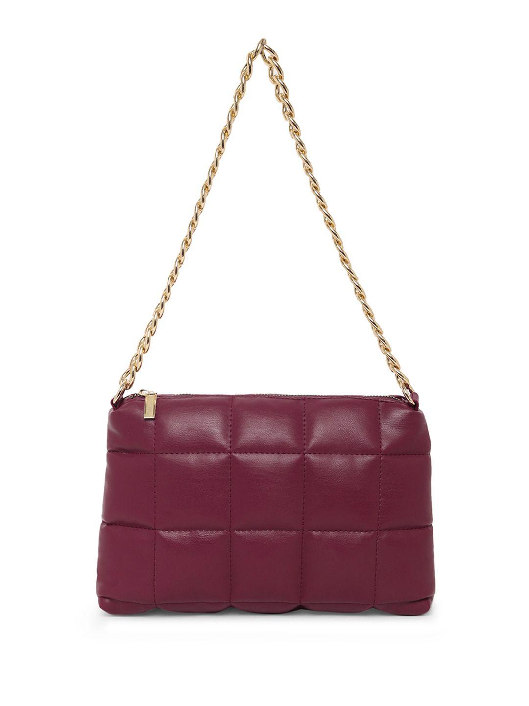 dressberry burgundy structured sling bag with quilted