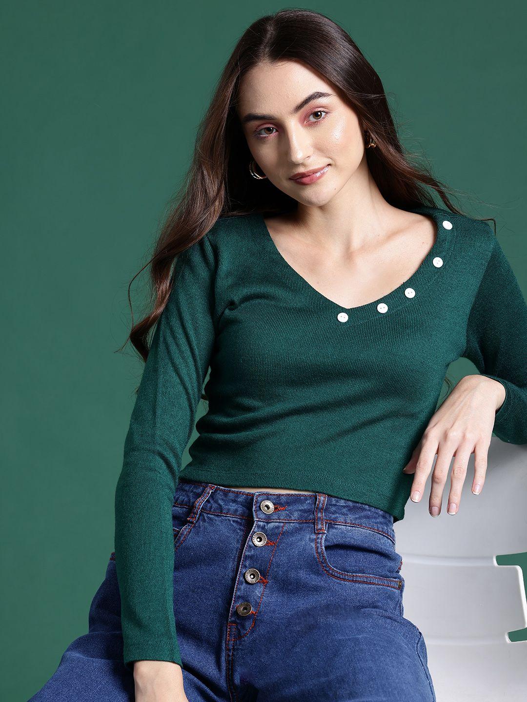 dressberry button detail crop pullover