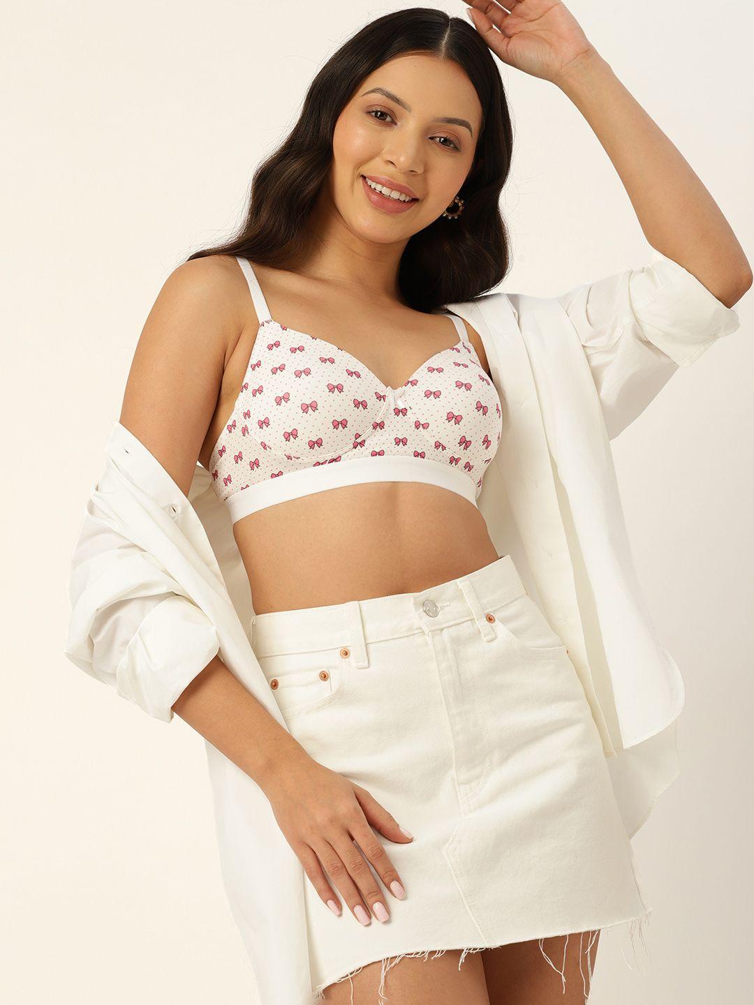 dressberry conversational printed lightly padded bra