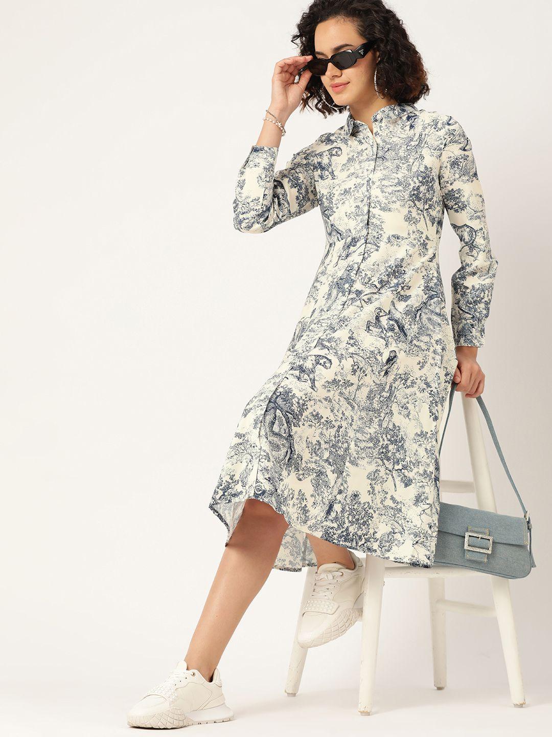 dressberry conversational printed shirt midi dress