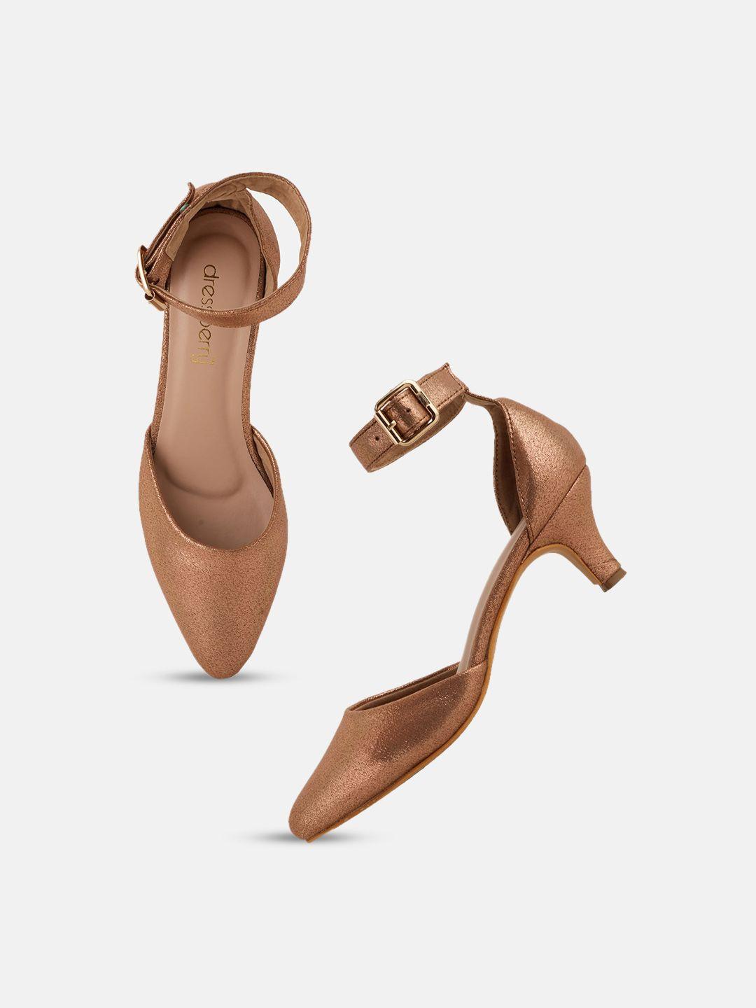 dressberry copper textured pointed toe slim heels