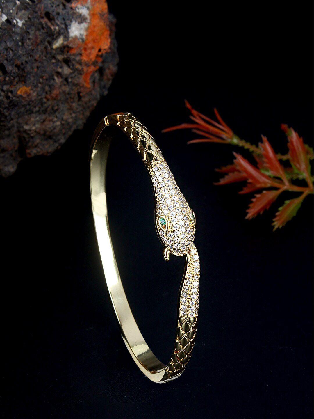 dressberry cubic zirconia gold-plated bangle-style bracelet