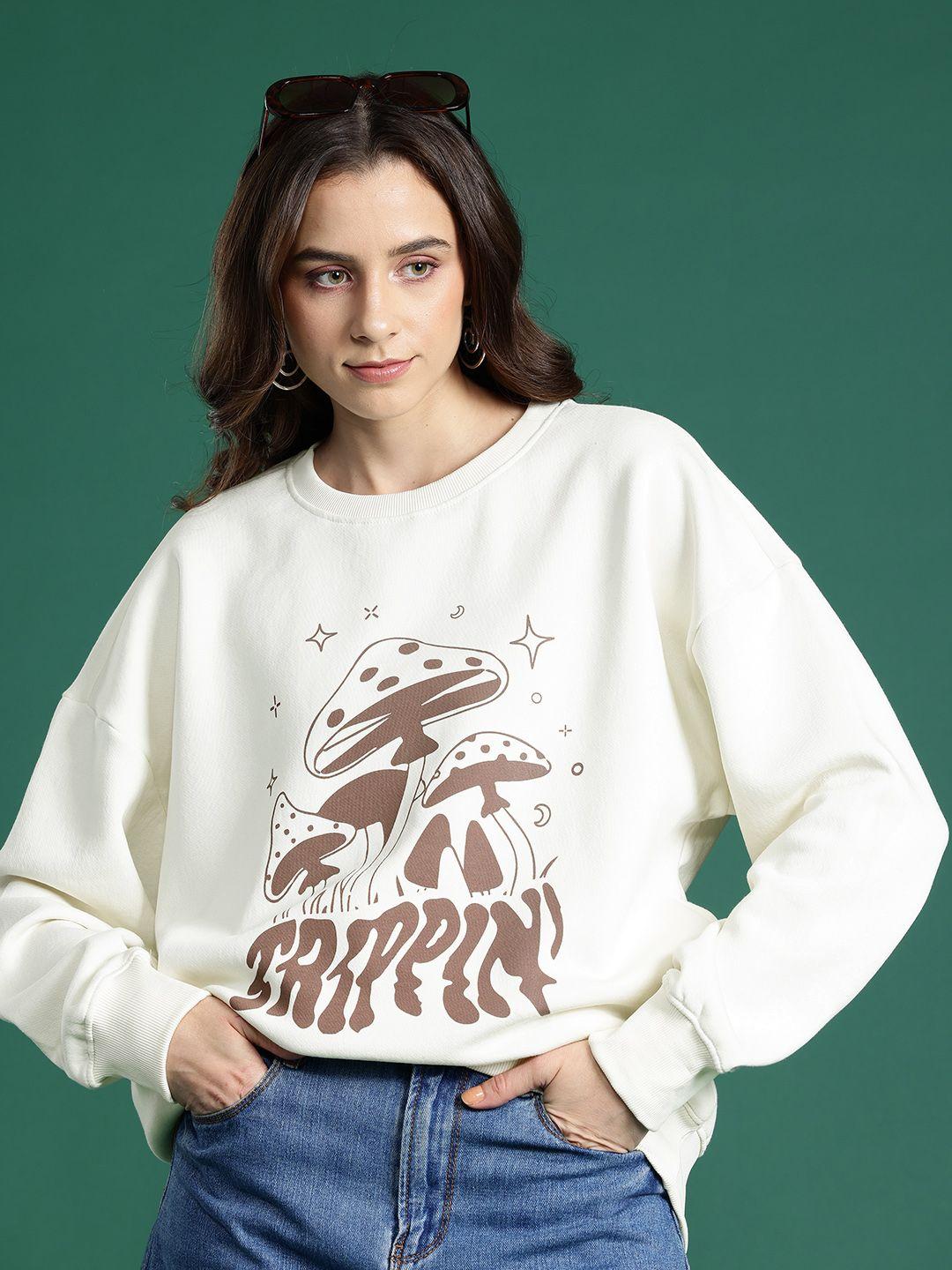 dressberry drop-shoulder sleeves printed sweatshirt