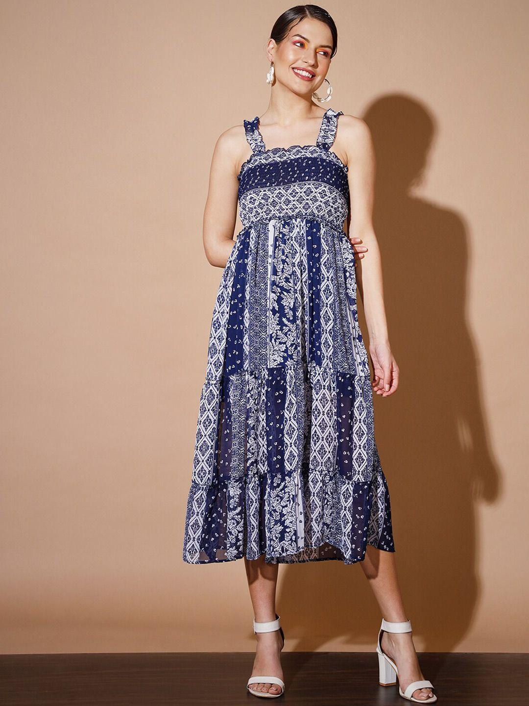 dressberry ethnic motifs printed georgette empire midi dress