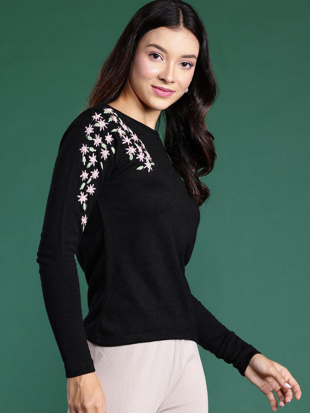 dressberry floral embroidered acrylic pullover