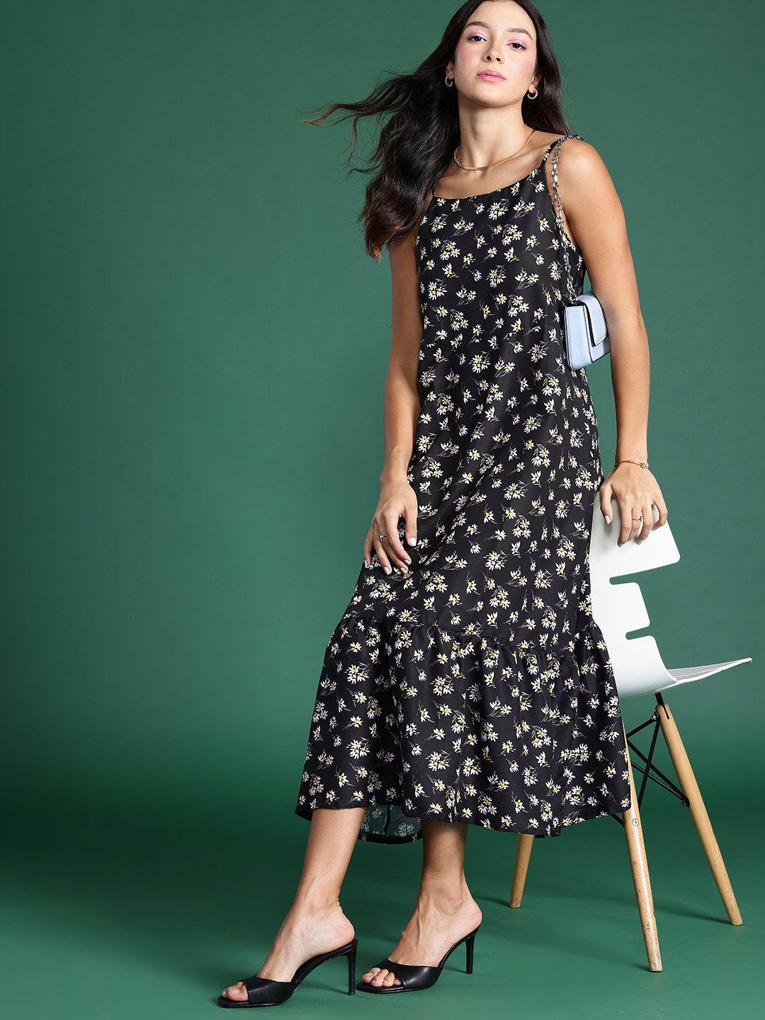 dressberry floral print a-line midi dress