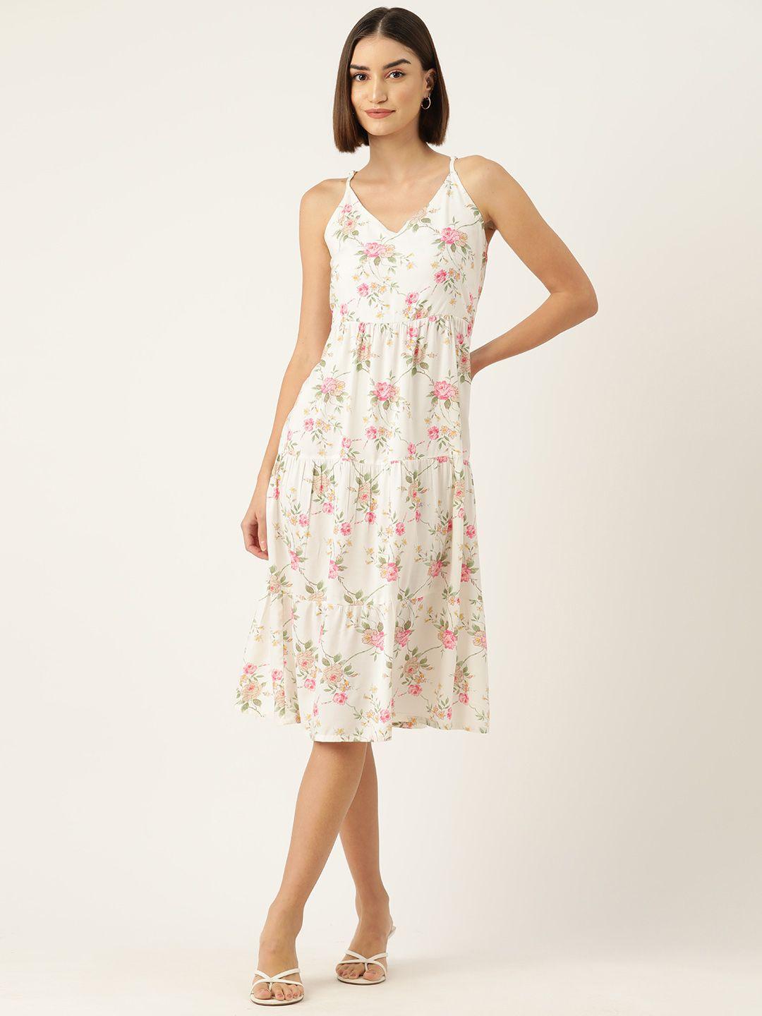 dressberry floral print a-line midi dress