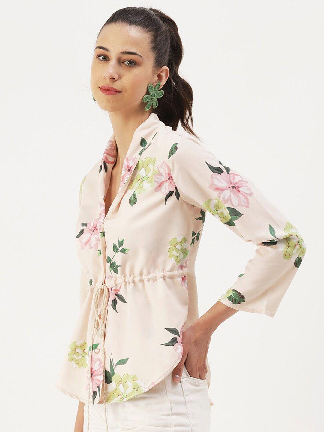dressberry floral print cinched waist top