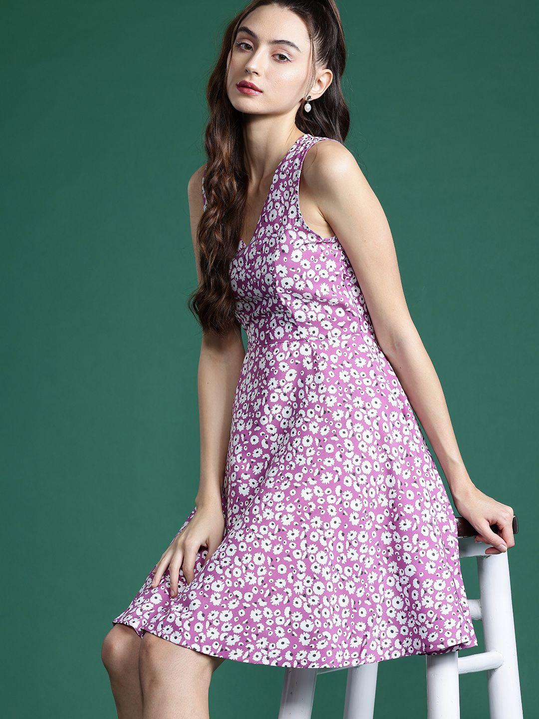 dressberry floral print fit & flare dress