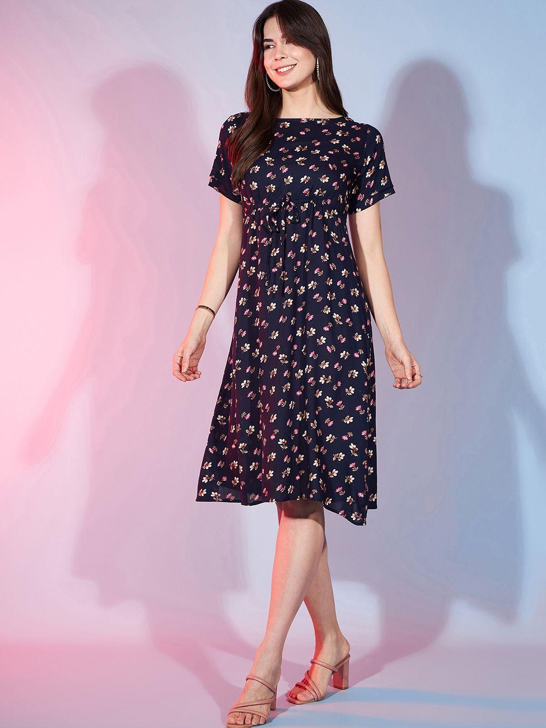 dressberry floral print fit and flare sheath dress