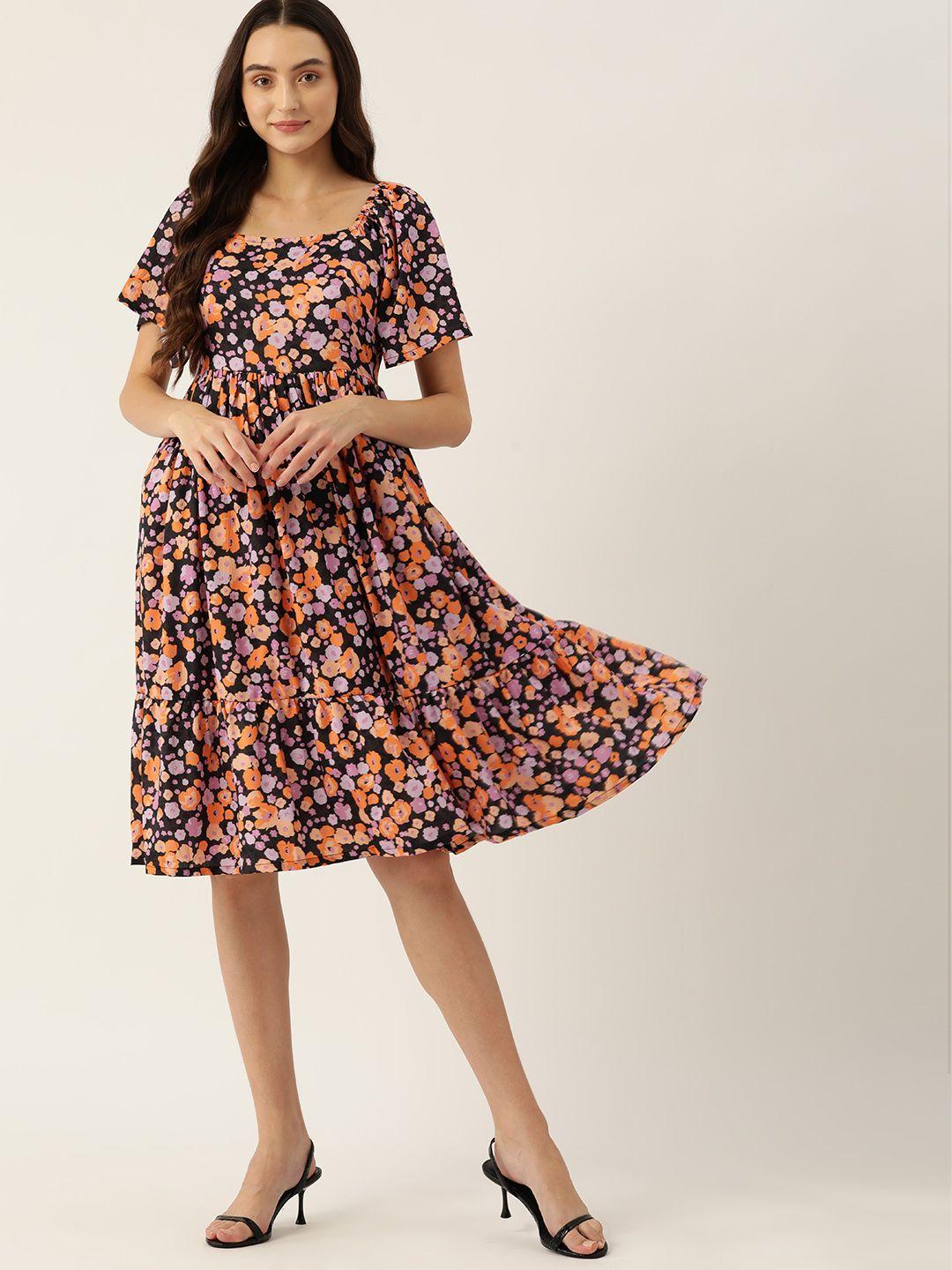 dressberry floral print flared sleeves a-line dress