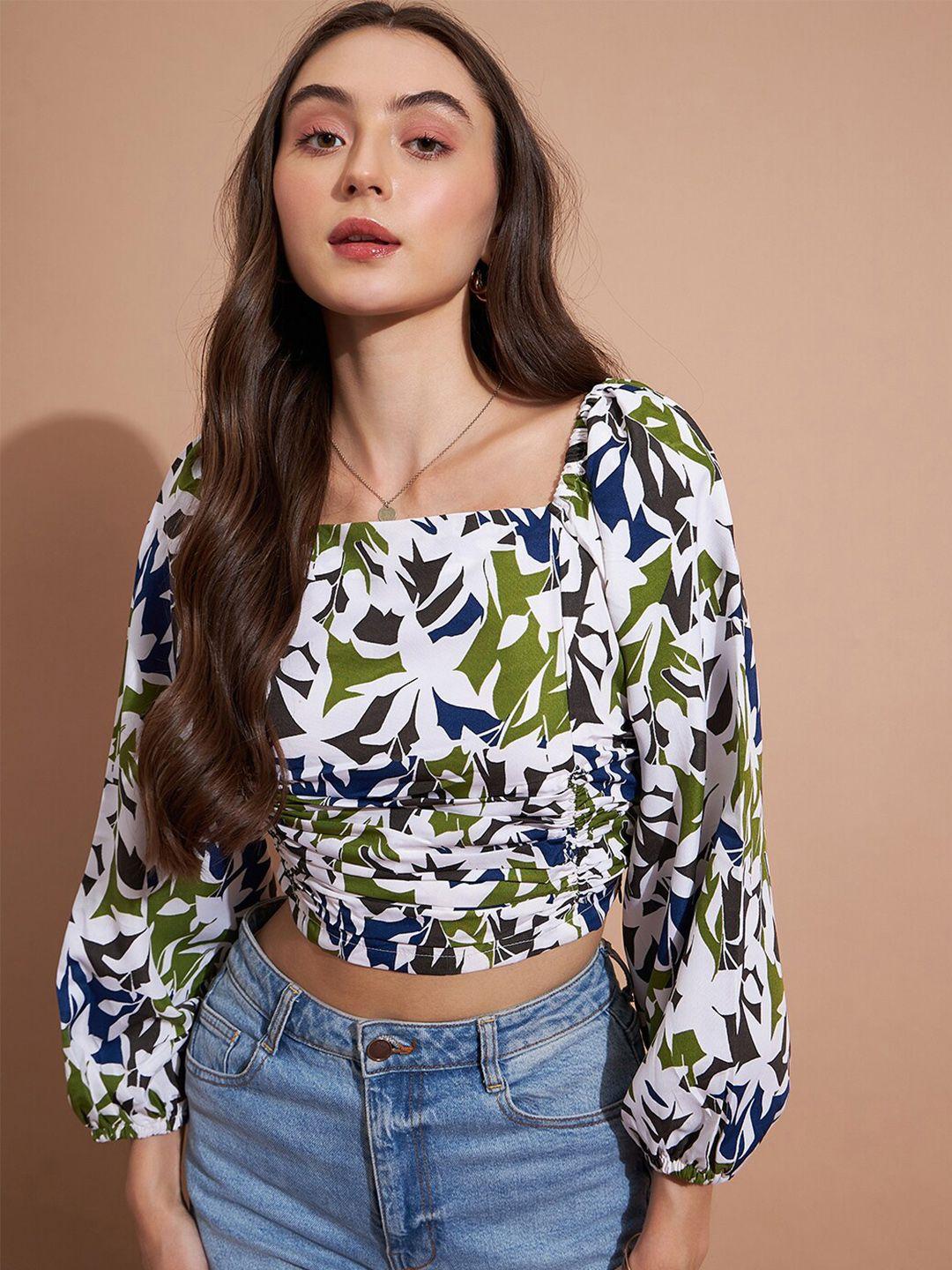 dressberry floral printed crepe fitted crop top