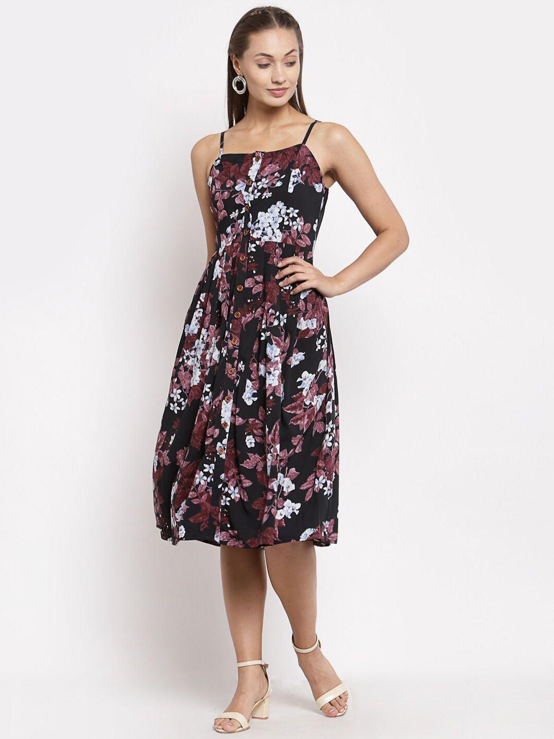 dressberry floral printed fit & flare midi dress