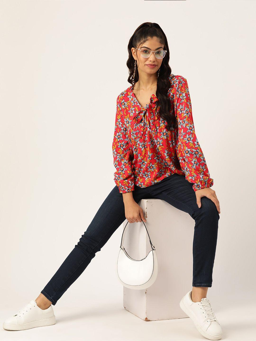 dressberry floral printed puff sleeves top