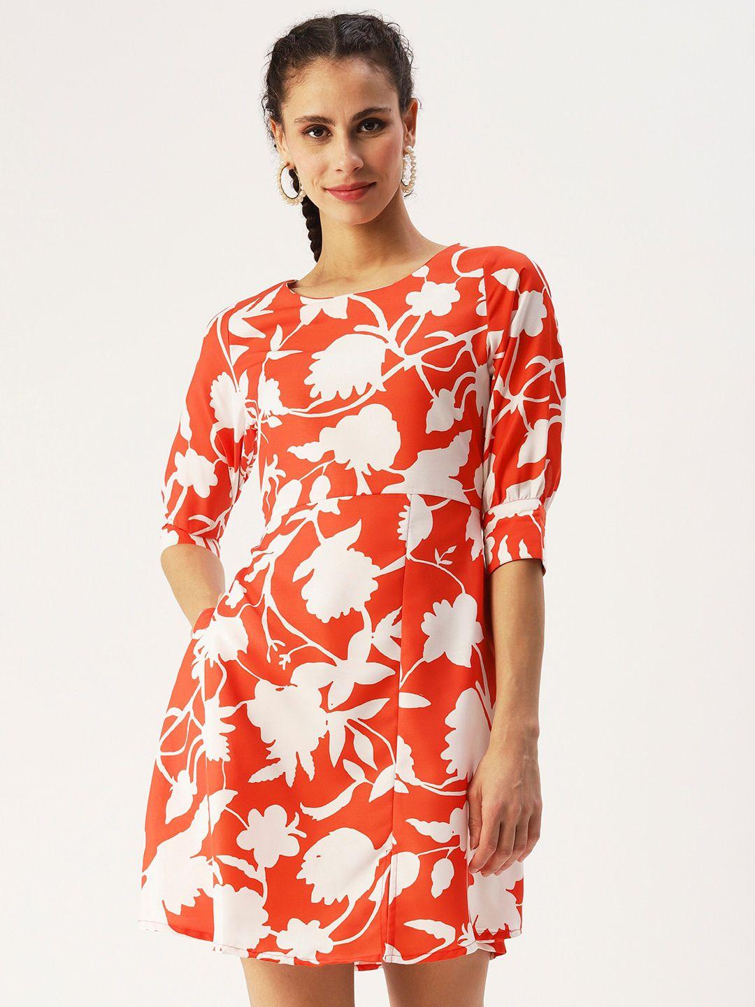 dressberry floral printed round neck a-line dress