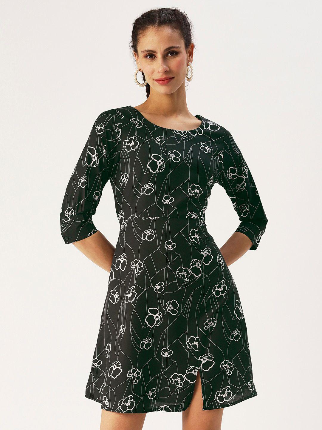 dressberry floral printed round neck a-line dress