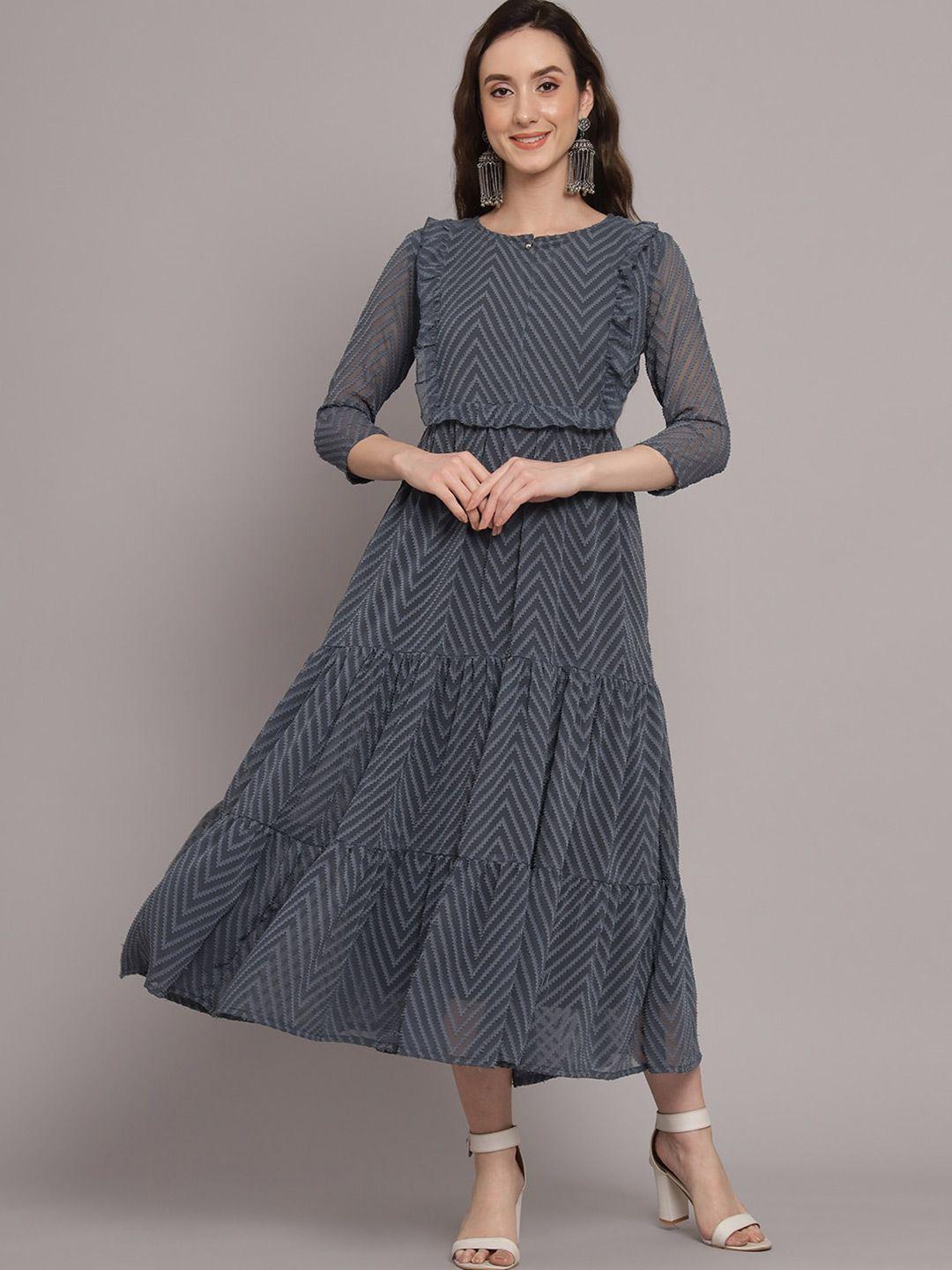dressberry geometric printed georgette a-line midi dress