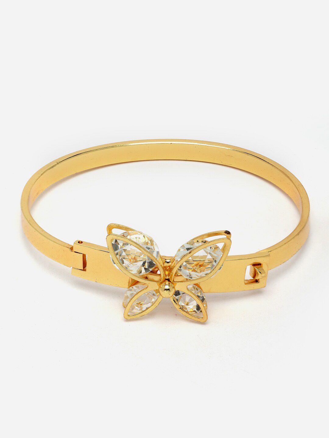 dressberry gold plated american diamond cuff bracelet