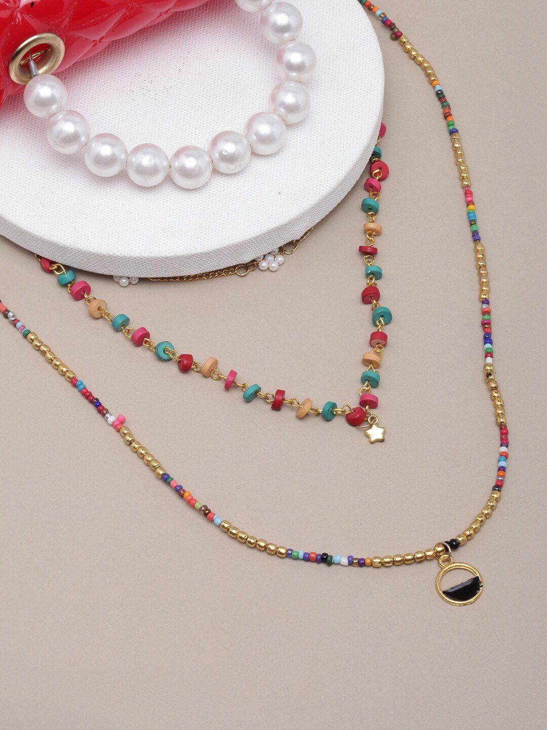 dressberry gold-plated beaded layered necklace