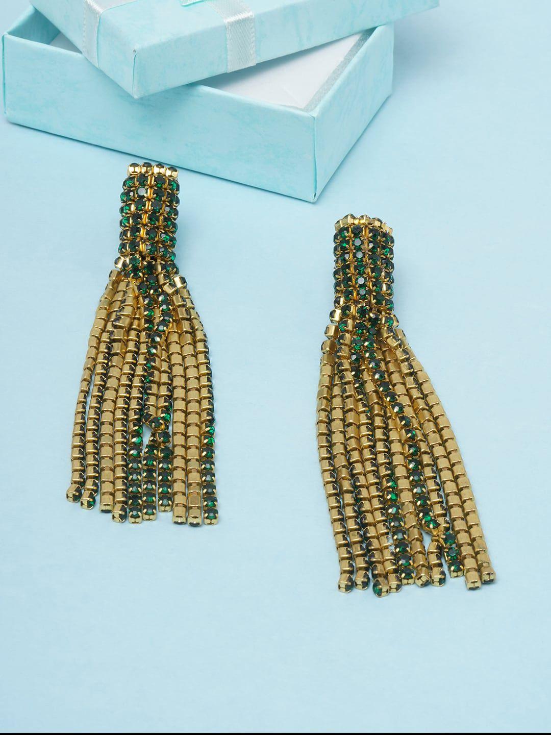 dressberry gold-plated contemporary drop earrings
