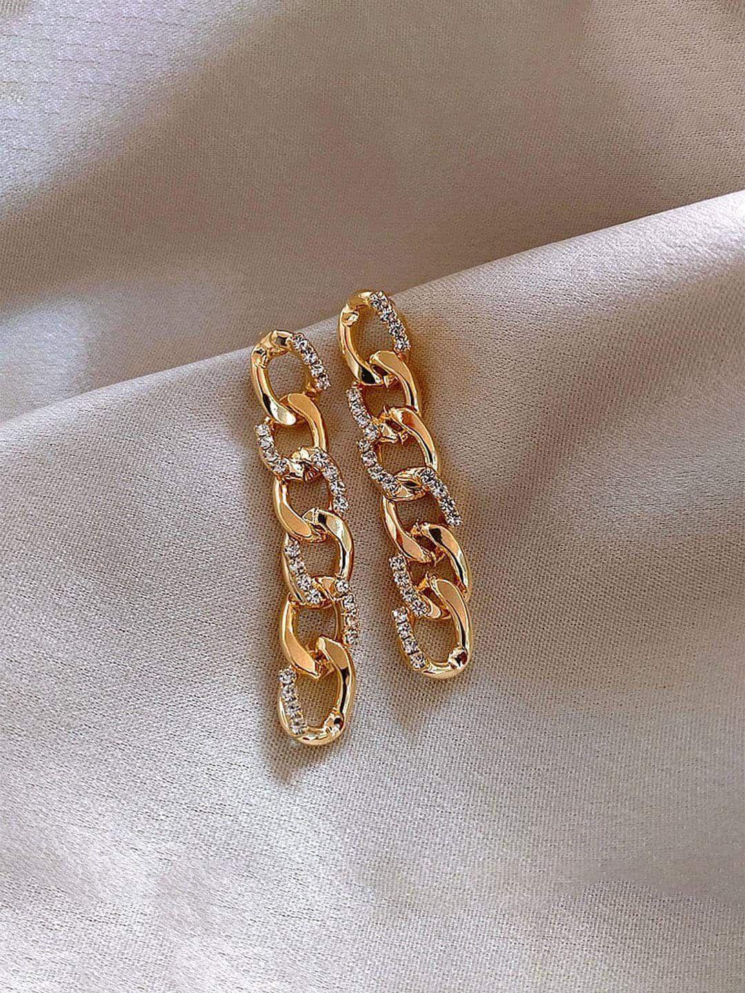 dressberry gold-plated contemporary drop earrings