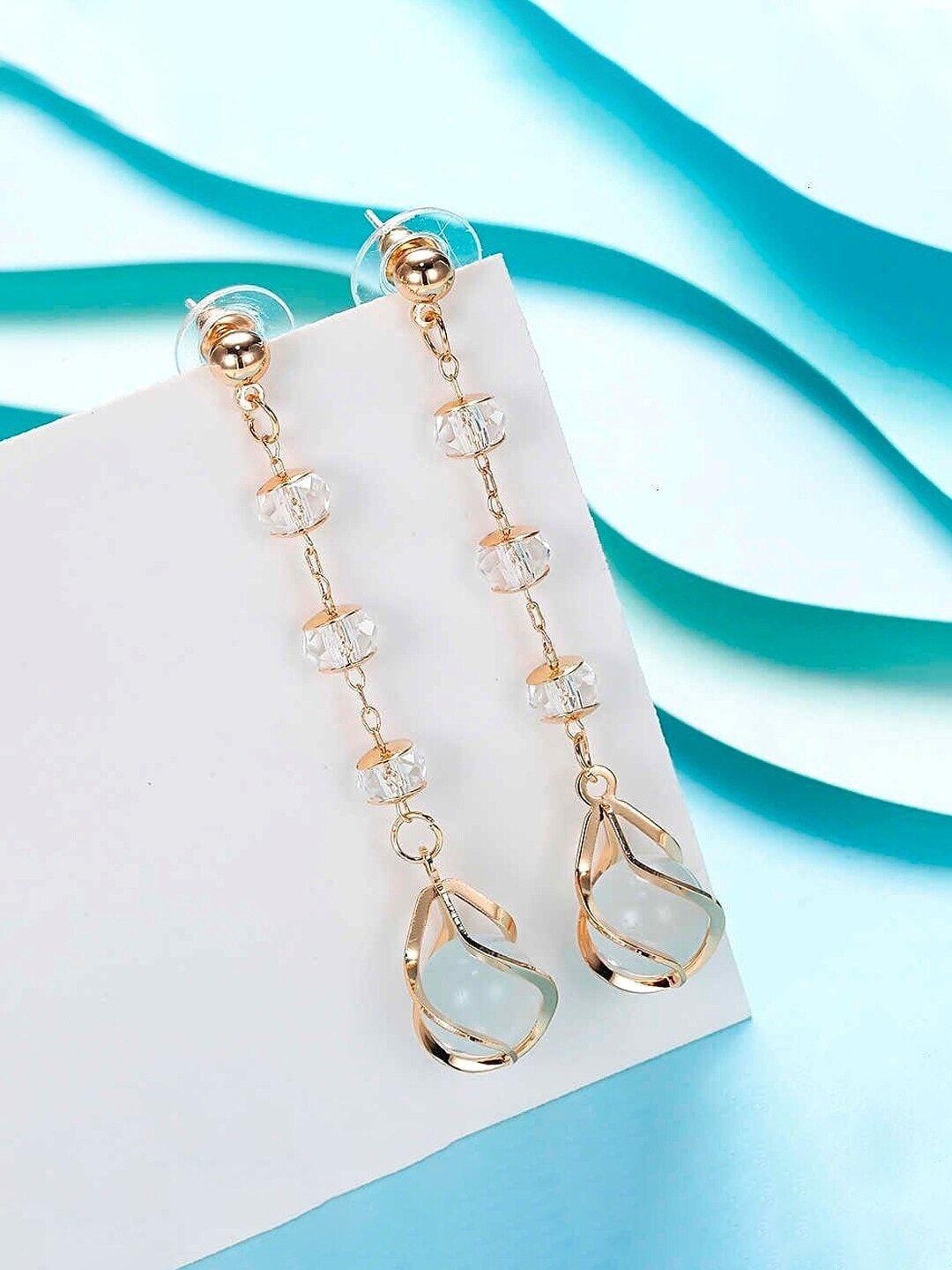 dressberry gold-plated contemporary drop earrings