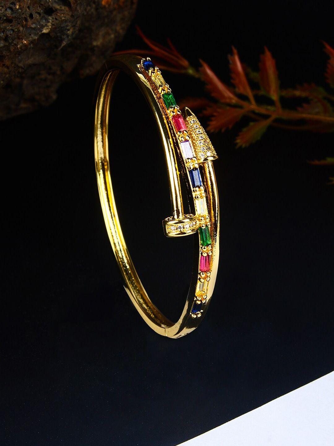 dressberry gold-plated cubic zirconia bangle-style bracelet