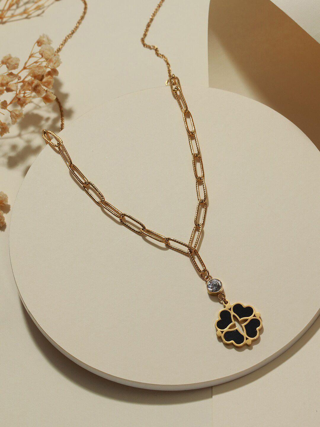 dressberry gold-plated cz studded necklace