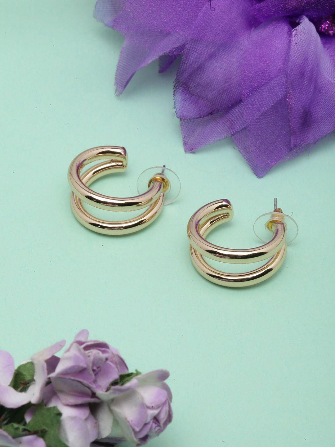 dressberry gold-plated gold-toned circular half hoop earrings