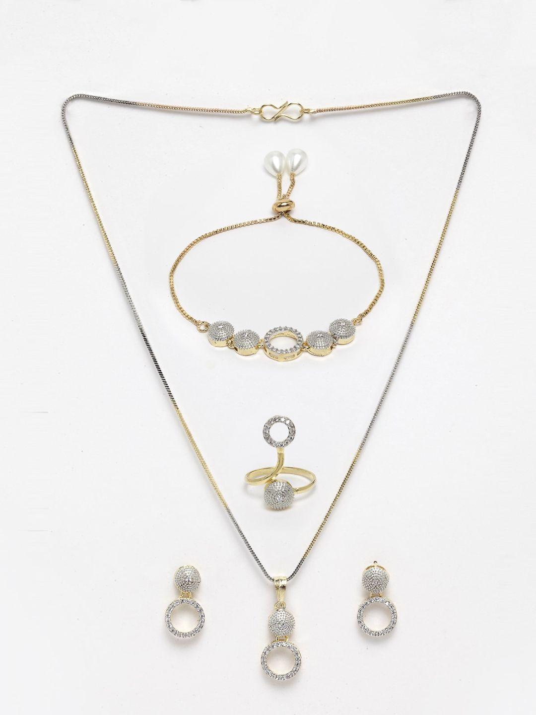 dressberry gold-platedcz-studded jewellery set