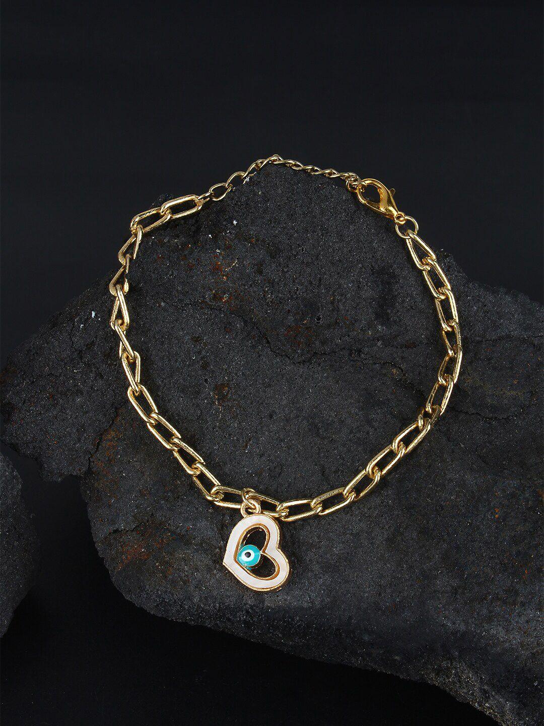 dressberry gold-toned & blue gold-plated charm bracelet