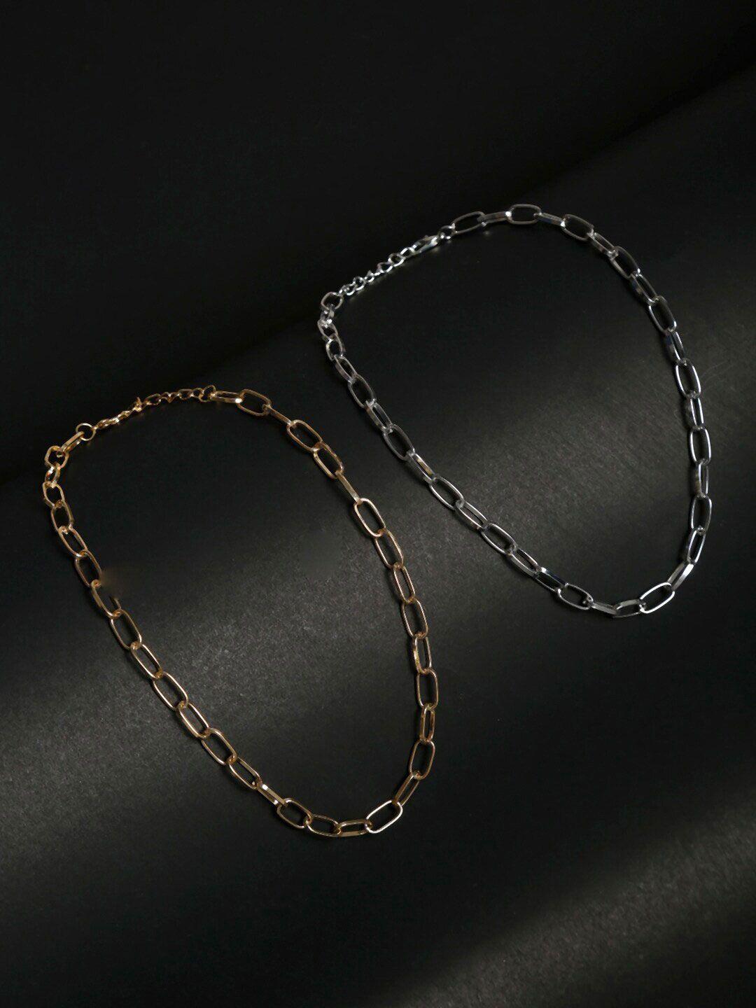 dressberry gold-toned & silver-toned set of 2 gold-plated chain