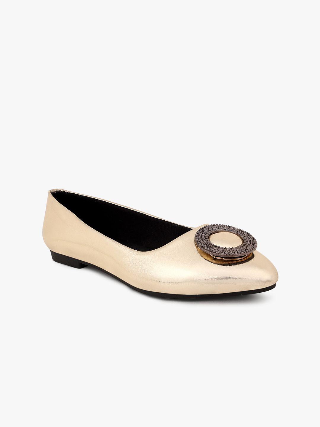 dressberry gold-toned buckle embellished ballerinas