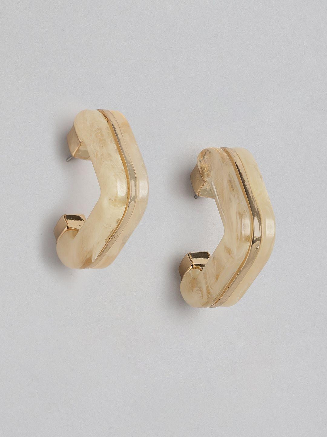 dressberry gold-toned geometric half hoop earrings