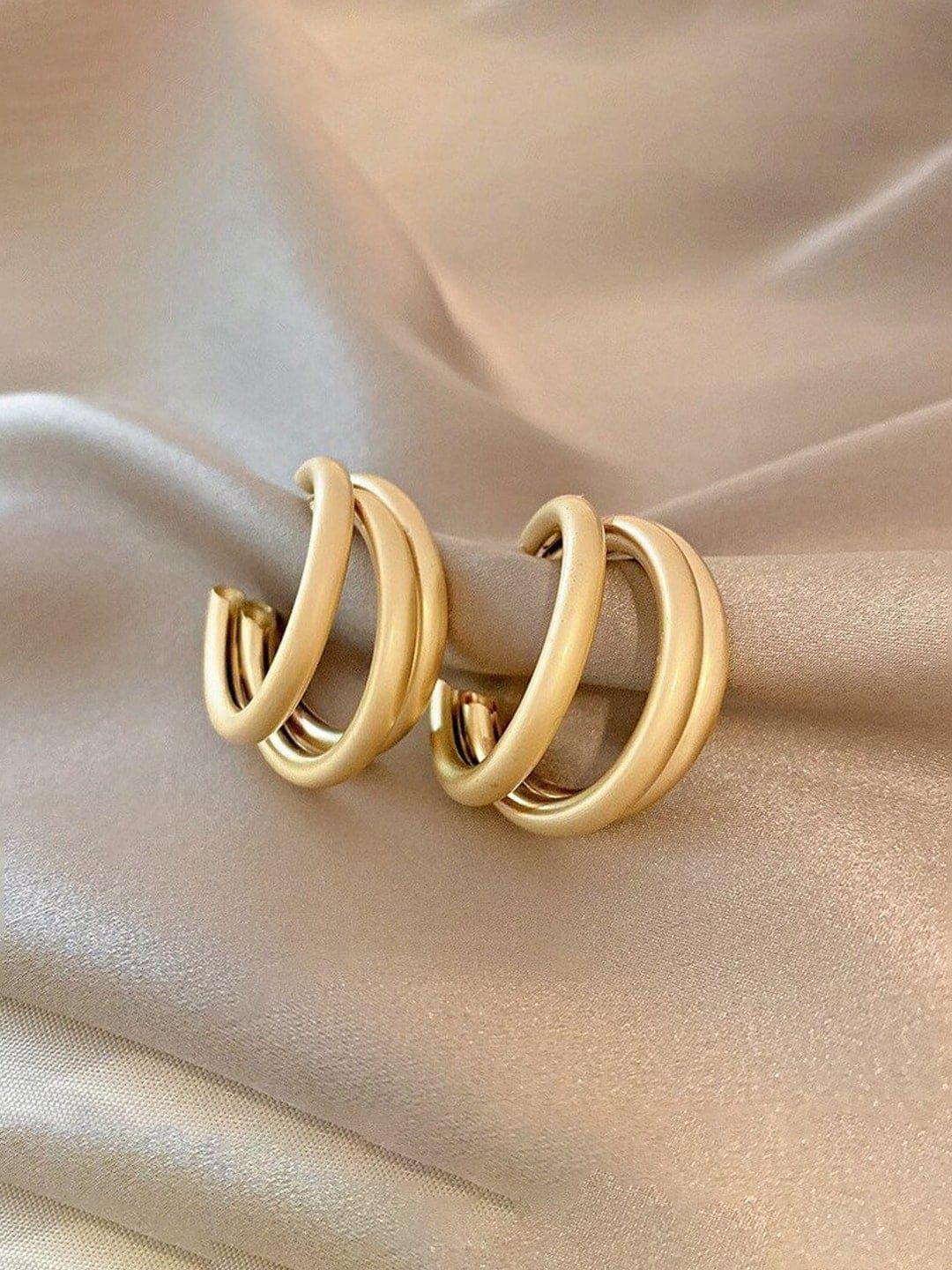 dressberry gold-toned gold-plated contemporary half hoop earrings